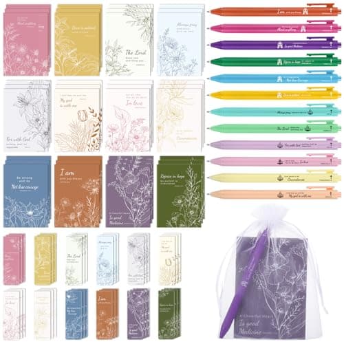 WSICSE 144 Pcs Christian Gifts for Women Mom, 36 Bible Floral Gift Set with Notebooks Ballpoint Pens Bible Verses Bookmarks Organza Bags for Mothers Day Gifts Church Supplies - Image 1