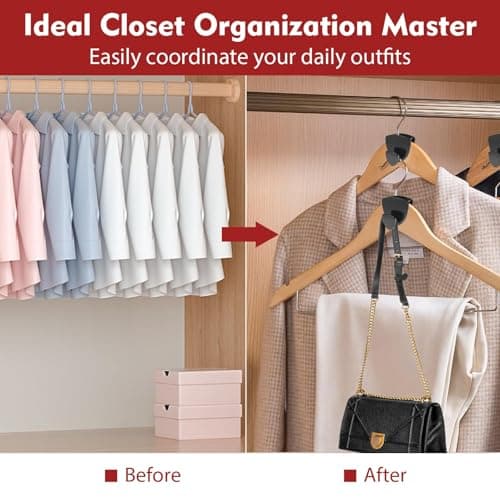 Latoxcaa Space Saving Hanger Hooks 20Pcs, Upgrade Heavy Duty Space Saver Hangers Connector Hooks for Clothes, Premium Hanging Closet Organizer for Dorm, Ganchos para Colgar Ropa, Black - Thumbnail 6
