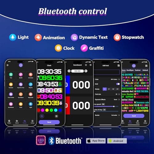Large Programmable P5 Resolution LED Sign, Indoor Window LED Signs, Bluetooth App, for Business Bars Gaming Rooms Restaurants Festivals (43"x 6") - Thumbnail 3