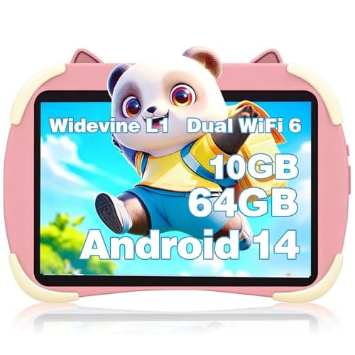 2026 10inch Kids Tablet, Octa-core CPU, Support Face Unlocked, 10GB+64GB+1TB Expand Tablets for Kids with Kids Space, Parental Control, 6000mAh Big Battery, Touchscreen Display Tableta,Pink