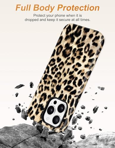 Aitipy Magnetic Cheetah Phone Case for iPhone 14 Plus, Compatible with MagSafe, Cute Aesthetic White Leopard Print Soft TPU and Hard PC Shockproof Protective Phone Cover for Women Girls - Thumbnail 4