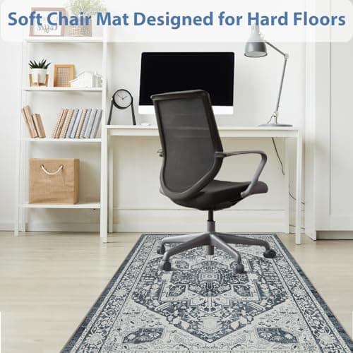 Office Chair Mat for Hardwood Floor, 0.2” Thick Non-Slip Desk Rug, Silent Glide Floor Protector for Rolling Chairs, Easy-Clean Surface, Silent Glide Mat for Tile & Laminate, Antiqued Slate - Thumbnail 3