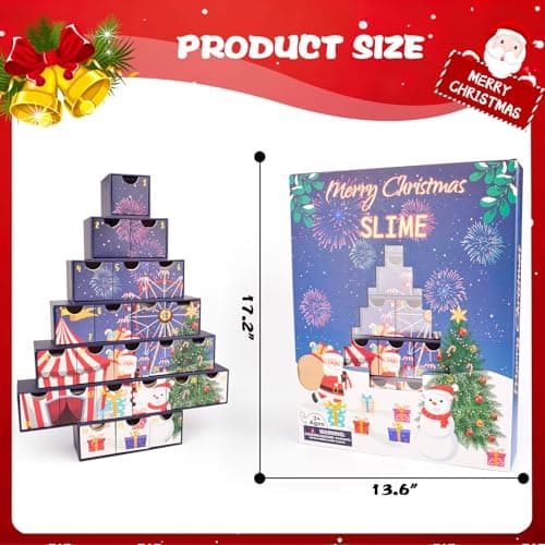 Christmas Tree Slime Advent Calendar 2025, Party Favors, Stocking Stuffers, 24 Days Surprise Slime Kit for Teens Boys Girls 5 6 7 8 9 10 11 12, Goodie Bag Stuffers, Christmas Gifts for Kids - Thumbnail 6