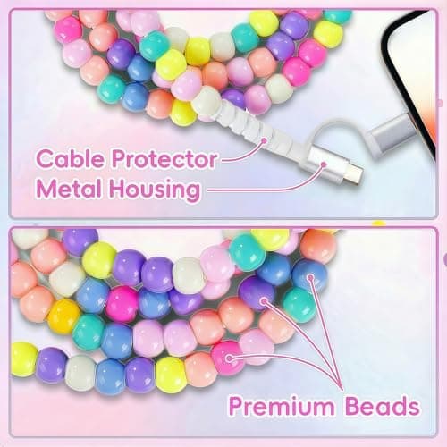 Atsidexa 4-in-1 Beaded Charging Cable, Metal Design, Nicely Packed, 60W Fast Charging, MFi Certified, Cute Colorful Cable, Gift for Girls, Compatible with iPhone, iPad, AirPods, Galaxy, and More - Thumbnail 4