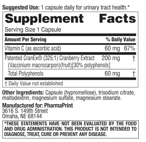 PharmaPrint CranEx - 30ct (325:1 Cranberry Extract) Superfruit Cranberry Dietary Supplement - Thumbnail 4