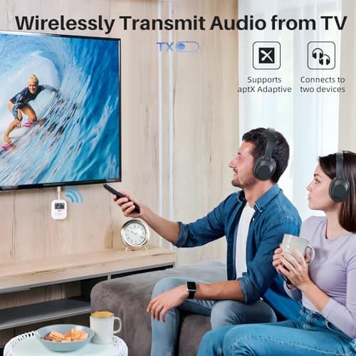 1Mii SafeFly Min+ Bluetooth Transmitter and Receiver,Bluetooth Adapter for Airplane, Supports to 2 AirPods/Headphones,Use with Any 3.5mm Jack on Airplanes, Gym, TVs, Car, Home, Boat(White) - Thumbnail 3