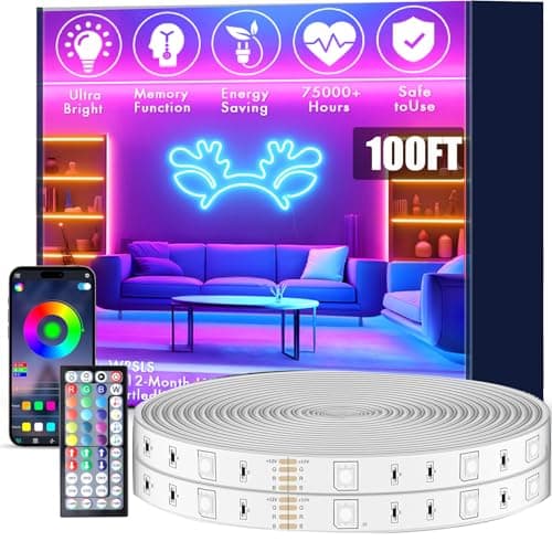 roperry 100FT Outdoor LED Strip Lights, IP68 RGB LED Lights with Remote and APP Control, Outdoor Strip Lights for Pool, Balcony, Roof, Garden, Stairs (1 Roll) - Image 1