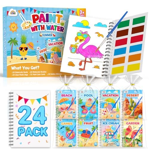 ZMLM 24 Water Coloring Books for Kids Party Favors - Bulk Mini Coloring Books for Kids Ages 4-8,Small Birthday Goodie Bag Stuffers School Teacher Return Gift Art Crafts Classroom Prizes (Summer)