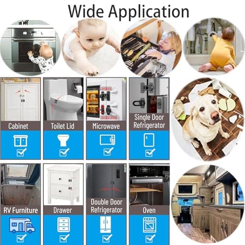 Bstsilver Refrigerator Lock 90 Degree Childproof for Cabinet Door Corner Drawer Freezer RV Oven Cupboard Closet, Fridge Latches Petproof Baby Proofing for Toddler Cat, Upgraded Adhesive (gray) - Thumbnail 4