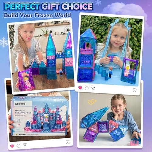 Coodoo Diamond Magnetic Tiles & Building Blocks — Princess Toys for Girls & Boys, Toddler Girl Gifts, 3 4 5 6 Year Old Gifts, Toys for Ages 3-8, 3 Year Old Birthday & Xmas Present - Thumbnail 3