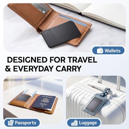 Apple Find My Wallet Tracker Card, Rechargeable Slim Bluetooth Wallet Finder for iPhone, Item Locator for Wallet, Keys, Passport & Luggage, iOS Only, Black - Thumbnail 3
