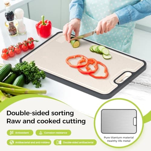 Titanium Cutting Board for Kitchen, Cutting Board Double Sided Food Grade, Pure Titanium/PP, Easy to Clean Large Size 15”×10.3” - Thumbnail 2