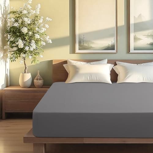 Acnalboma Cotton Fitted Sheet King Only,Ultra-Soft Hotel Luxury Long Staple,Breathable and Comfy Sateen Weave,Fits Up to 18",Grey,78"x80" - Thumbnail 2