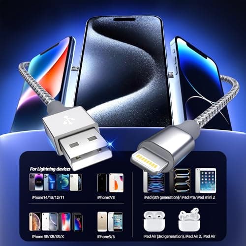 iPhone Charger 3pack 10FT Apple MFi Certified Long Lightning Cable Fast Charging High Speed Data Sync USB Cable Compatible iPhone 14/13/12/11 Pro Max/XS MAX/XR/XS/X/8/7/Plus/6S (Grey White) - Thumbnail 5