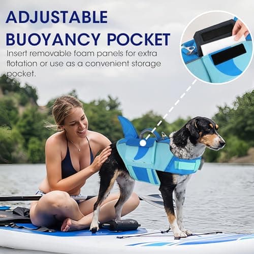Dogcheer Shark Dog Life Jacket, High Buoyancy Dog Life Vest with Removable Foam Panels, Rescue Handle & Reflective Stripes, Dog Swimming Vest for Swim-Loving, Beginner, Senior & Weak Dogs, Blue XL - Thumbnail 3