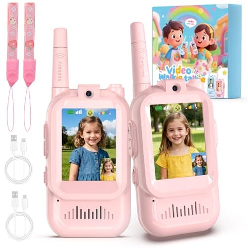 Video Walkie Talkies for Kids, 2 Pack Facetime Walkie Talkies with HD Camera & Voice Changer for Boys Girls for Family Games, Indoor, Outside, Hiking Christmas Birthday Toys Gift Ages 3-12 (Pink) - Image 1