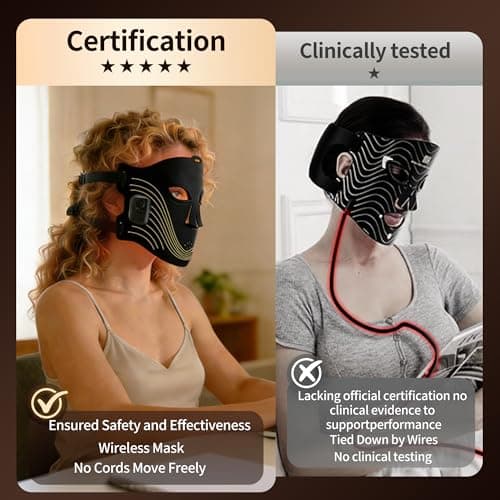 Red Light Therapy Mask for Face, Led Face Mask Light Therapy with 2000mAh Rechargeable Remote, LED Face Mask for Radiant Glow at Home, Black - Thumbnail 6