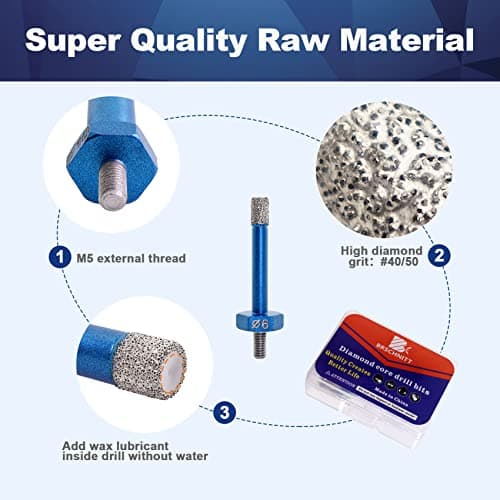 Dry Diamond Tile Drill Bit 3/8inch(10mm)- BRSCHNITT Diamond Hole Saw for Porcelain Tile Ceramic Stone Granite Marble,M5 Thread(2pcs) - Thumbnail 6