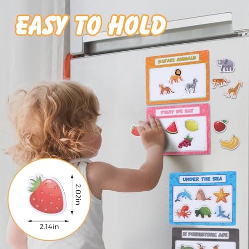 Magnetic Sorting Toys,10Pcs Refrigerator Magnets for Kids, Animals Food Car Magnetic Category Recognition for Kids Learning Fine Motor Skills Boys Girls - Thumbnail 3