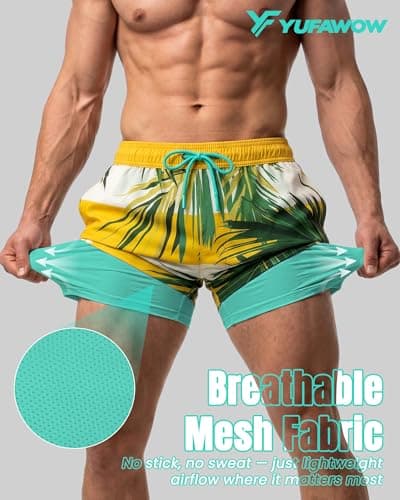 7 Inch Men Swim Trunks Compression Liner Quick Dry Swimwear Bikini Swimsuit Bathing Suit Water Shorts Beach Trip Essentials Summer Vacation Must Have Active Gear Wear Attire Clothes Outfit Apparel - Thumbnail 3