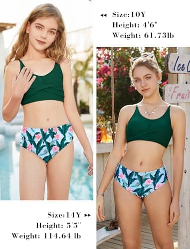 Seanrui Girls Bathing Suits Size 7-8 Two Piece Swimsuit with Girls Bikini Set Swimwear for Kids - Thumbnail 5