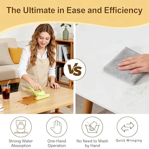 2-Pack Cute & Colorful Mini Foldable Desktop Mop Set for Kids - Fun, Portable Cleaning Tool for Kitchen Counters, Tables & More, Includes 2 Extra Sponge Heads - Thumbnail 4