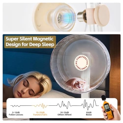 FunstersTail Super Silent Hamster Wheel 10.4 Inch, Magnetic Large Rat Wheel for Chinchilla, Gerbil, Guinea Pig, Cat, Mouse, Sugar Glider and Dwarf, Syrian Hamster Accessories (Cream White) - Thumbnail 3