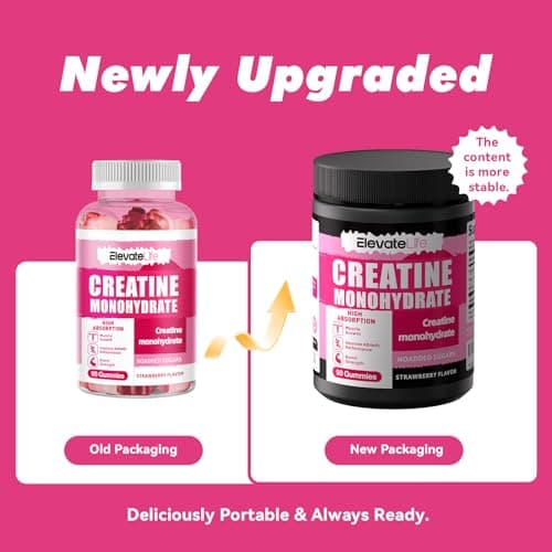 NSFCertified Creatine Monohydrate Gummies 5000mg for Men & Women, Chewables Creatine Monohydrate for Muscle Strength, Muscle Builder, Energy Boost, Pre-Workout Supplement(90 Count)-Strawberries - Thumbnail 2