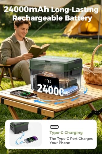 Funsora Cordless Heated Lunch Box 6.3Cups Electric Lunch Box 24000mAh Rechargeable Battery Fast 5-Sided Heating Self Heating Food Warmer Smart Timer Lunch Box for Work Travel Truck - Thumbnail 3