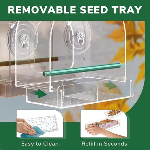 SUNALLY Window Bird Feeder for Outdoors, Clear Feeders Window Mounted with Strong Suction Cups, Fummingbird Feeder for Viewing Inside, Oriole, Finch Bird Watching for Cats, Elderly, Kids - Thumbnail 3