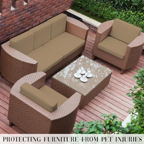 SUKAIKEQA Outdoor Cushion Covers Set,8PCS Waterproof Patio Furniture Couch Seat Slipcovers, Replacement for Sofa Sectional Chair(Cover，Only) - Thumbnail 6