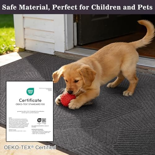 BelleCosy Heavy Duty Front Door Mat Indoor Outdoor, 4′ x 6′ Non Slip Waterproof Commercial Floor Mat for Entrance, Grid-Pattern Dirt Trapping Low Profile Entryway Rug for High Traffic Areas, Garage - Thumbnail 6