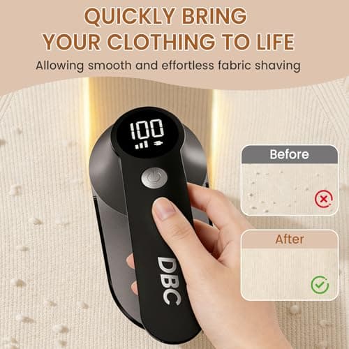 DBC Rechargeable Fabric Shaver,3-Speed Lint Remover for Clothes LED Display, 15000r/Min Powerful Motor, Large Shaving Head Lint Shaver for Clothes, 6-Leaf Blades, Lint Ball, Furniture, Fuzz - Thumbnail 4