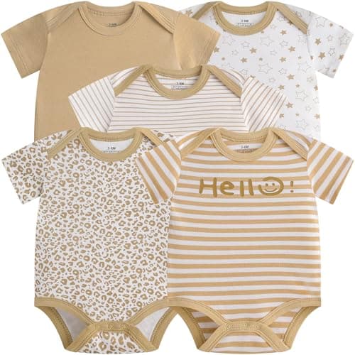 Baby Newborn Layette 10-Piece Set Cotton Bodysuits Short Sleeve Pants Sets Striped Printed for Baby Boys Girls Toddler Unisex Baby Gift Sets for 6 9 Months - Thumbnail 3