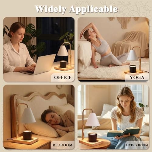 BJFFN Candle Warmer Lamp with Timer and Wireless Remote Control - Birthday Gifts for Women, House Warming Gifts New Home Decor, Wax Melt Warmer for Jar Candles with 2 Bulbs - White C - Thumbnail 5