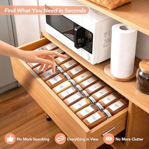 Diolove Expandable Drawer Spice Organizer, Thickened Plastic 3-Tier Spice Rack for Kitchen Drawers (11"–22"), Non-Slip & Easy to Clean, Keeps Spices Visible, Neat & Easy to Grab (Jars Not Included) WH - Thumbnail 3