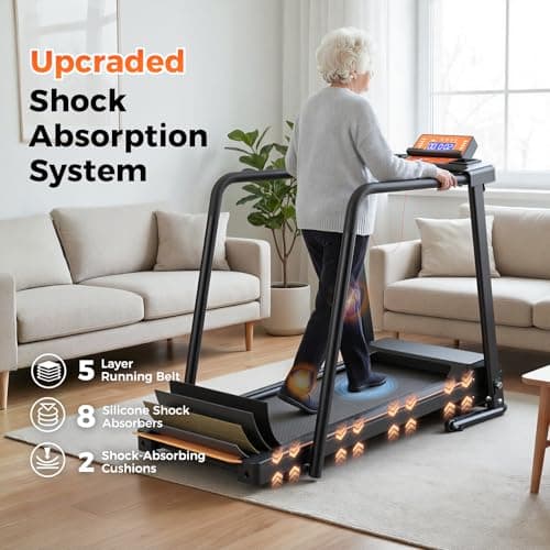 Lastforever Walking Treadmills with Extended Handrails, 2.5HP Quiet Motor, Heart Rate Monitor, 310 lbs Capacity, Treadmill for Seniors, Recovery & Home Jogging - Thumbnail 3