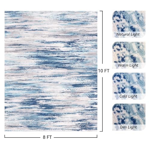 tchdio 8x10 Area Rugs for Living Room, Machine Washable Rug Modern Abstract Area Rug, Non Slip Rugs for Bedroom Rug, Soft Indoor Carpet for Living Room Office Dorm, Blue - Thumbnail 2