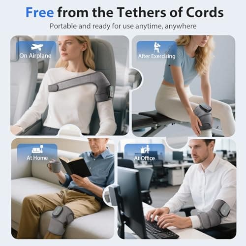 Heated Knee Massager, Foot Massager with Heat, Shoulder Massagers with Heat, Knees Warmers Wrap, 3-in-1 Vibration Heating Pad for Knee, Shoulder, and Elbow, Adjustable Size, Gifts for Dad Mom (Grey) - Thumbnail 5