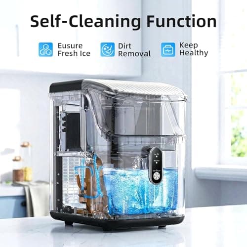 Antarctic Star Countertop Ice Maker with Soft Chewable Pellet Ice, 34lbs/24Hrs, One-Click Operation, Self-Cleaning Portable Peddle Ice Machine with Ice Scoop for Kitchen,Office,Bar,RV - Thumbnail 2
