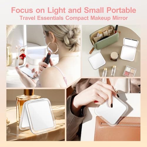 MIYADIVA Compact Mirror, 30X Magnifying Mirror, Pocket Mirror for Purse, Travel Makeup Mirror with 30X/1X Magnification, Travel Essentials Mirrors, Precision Tweezers, Present for Girls - Thumbnail 2