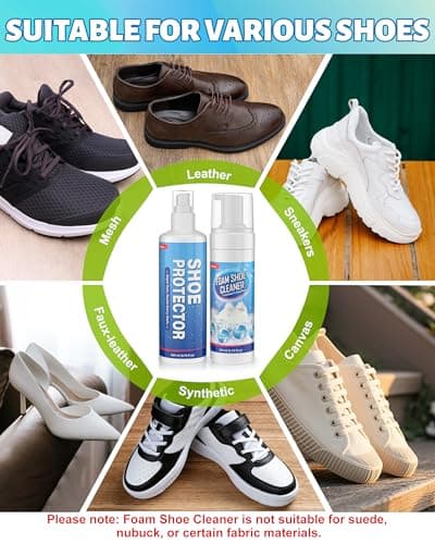 Jevvu Shoe Cleaner & Deodorizer Kit, 2-in-1 Shoe Cleaner & Odor Eliminator Spray for White Shoes, Leather, Canvas & More - Thumbnail 4