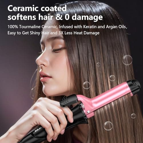 Valentine's Day Gift for Her: 2-in-1 Curling Iron & Straightener with Ceramic & Argan Oil, 30s Fast Heat, 3 Temp Settings (325-410°F), Auto Shut-Off, Dual Voltage 110-240V Travel Hair Styler for Women - Thumbnail 6