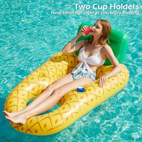 Jasonwell Inflatable Pool Float Adult - Pool Floaties Lounger Floats Raft Floating Chair Water Floaty for Swimming Pool Lake Lounge Float with Cup Holders Beach Pool Party Toys for Adults - Thumbnail 3