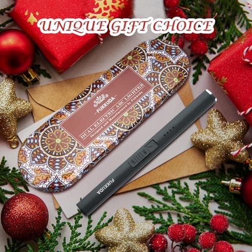 FUKKUDA Electric Candle Lighter with Gift Box - USB Rechargeable Windproof & Flameless Plasma Arc Lighter for Candles, Bohemia Box Obsidian Black - Thumbnail 4