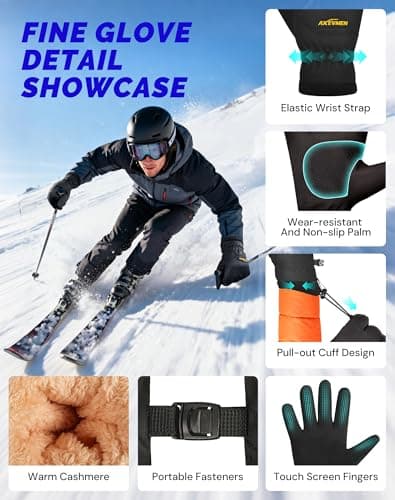 AXEVMEN Winter Waterproof Gloves (Black, Medium) - Thumbnail 6