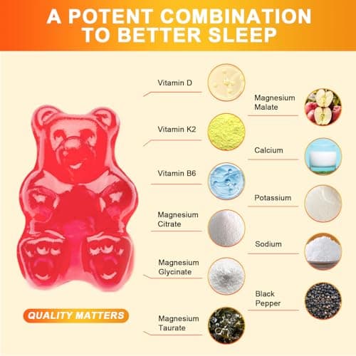 GREENPEOPLE Magnesium Glycinate Gummies with Citrate 1000mg, Taurate & Matale - Sugar Free - Magnesium Potassium Supplement with Vitamin D, K2 for Calm Mood & Zzz Support - 60 Peach Gummies - Thumbnail 2