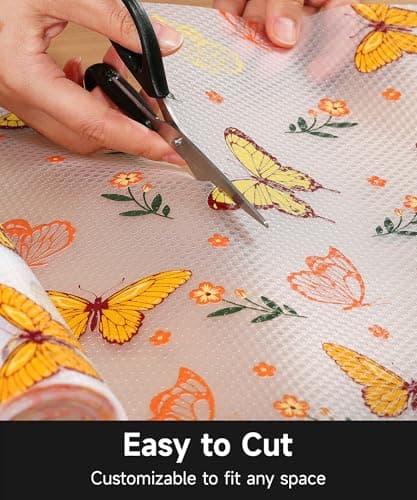 Cooyes Shelf & Drawer Liner for Kitchen Cabinets Non-Adhesive, Waterproof and Washable EVA Shelf Paper, Protect & Decorate Dresser, Bathroom, and Cupboards (Colorful Butterfly, 17.7" W x 78.7" L) - Thumbnail 4