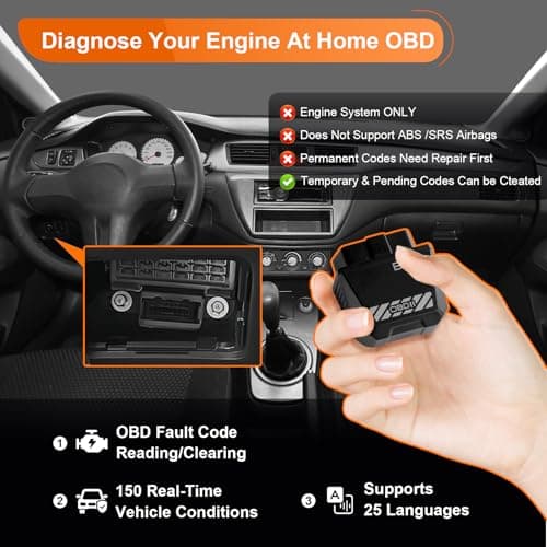 2026 B28 Bluetooth 5.3 OBD2 Scanner, Engine System Exclusive Diagnostic Tool, Does Not Support ABS/SRS/Airbags, Free App, 1000+ Engine Codes, OBD-Powered, Compatible with iOS/Android, 1996+ Vehicles - Thumbnail 3