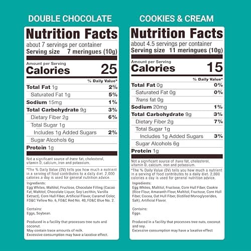 Don't Worry Meringue Cookies | Double Chocolate & Cookies and Cream Flavor | Low Sugar Candy with 1 Calorie per Piece | Keto, Gluten Free, Low Carb Healthy Snacks For Adults | 2 Pack - Thumbnail 2
